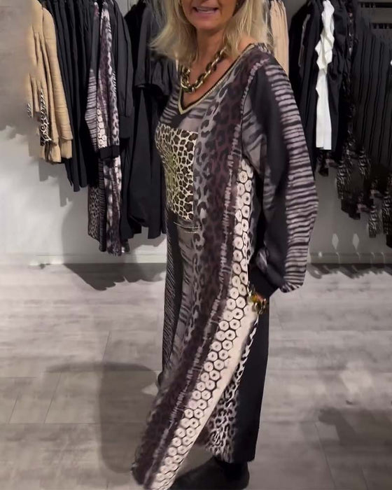 Jurk casual v-hals luipaardprint