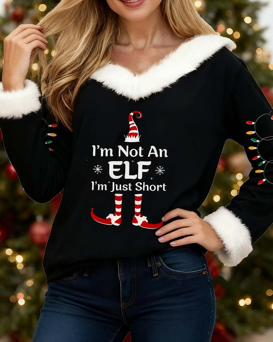 Modieuze Geprinte Top Met Bontkraag