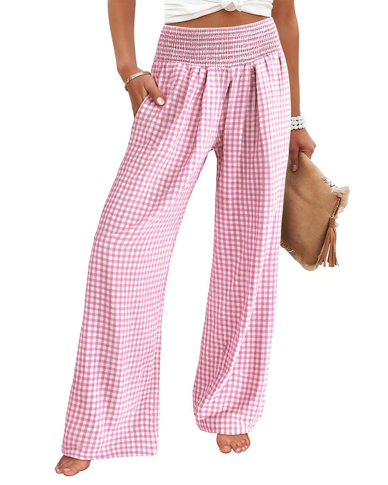 Broek Hoge Taille Geruite Wijde Pijp