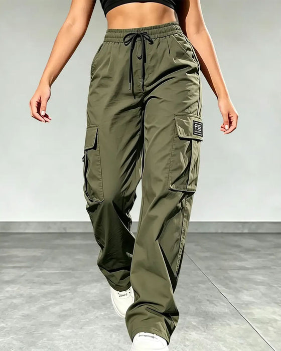 Broek Elastische Taille Trekkoord Zak Cargo