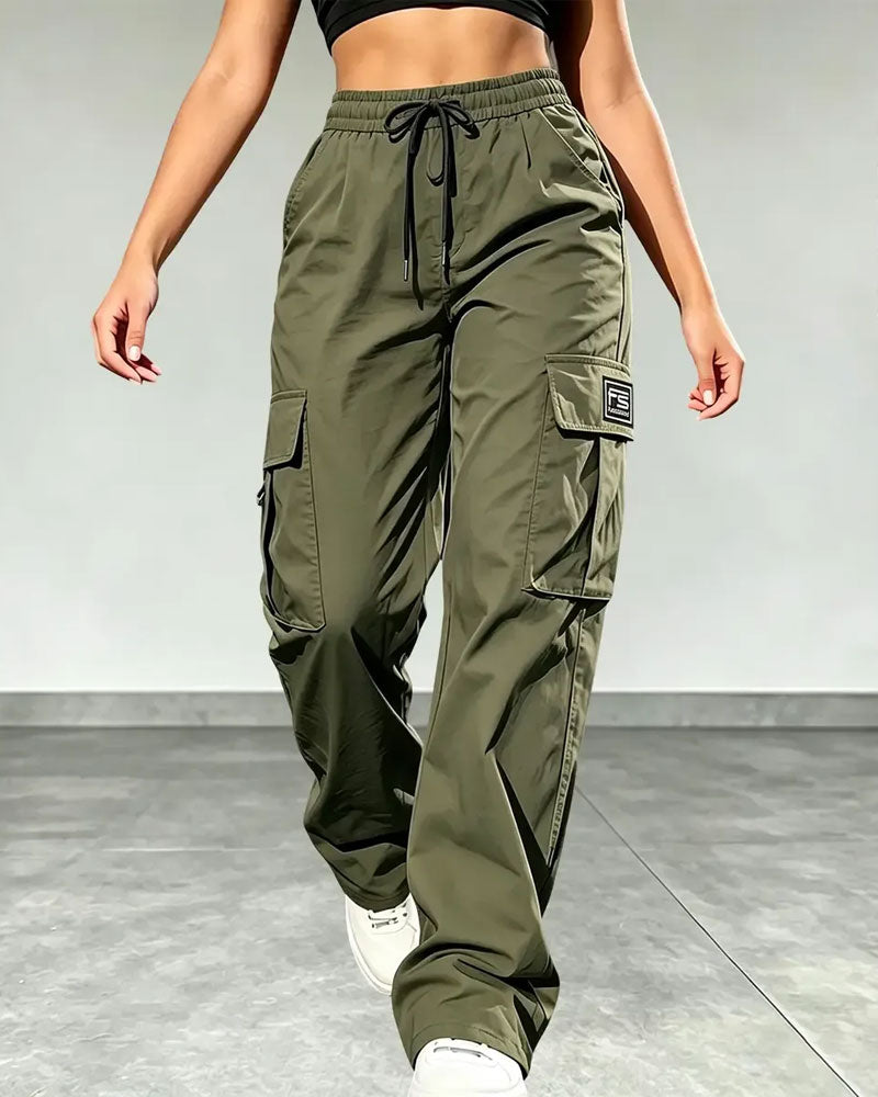Broek Elastische Taille Trekkoord Zak Cargo