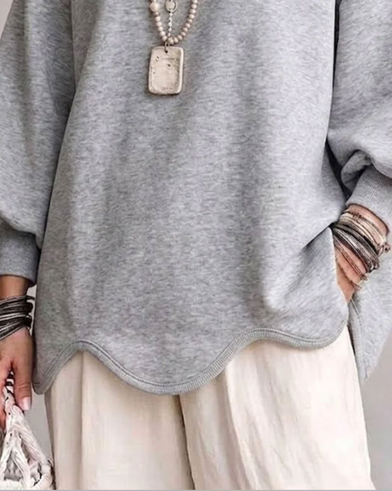 Sweatshirt Ronde Hals Lantaarn Mouw Asymmetrisch