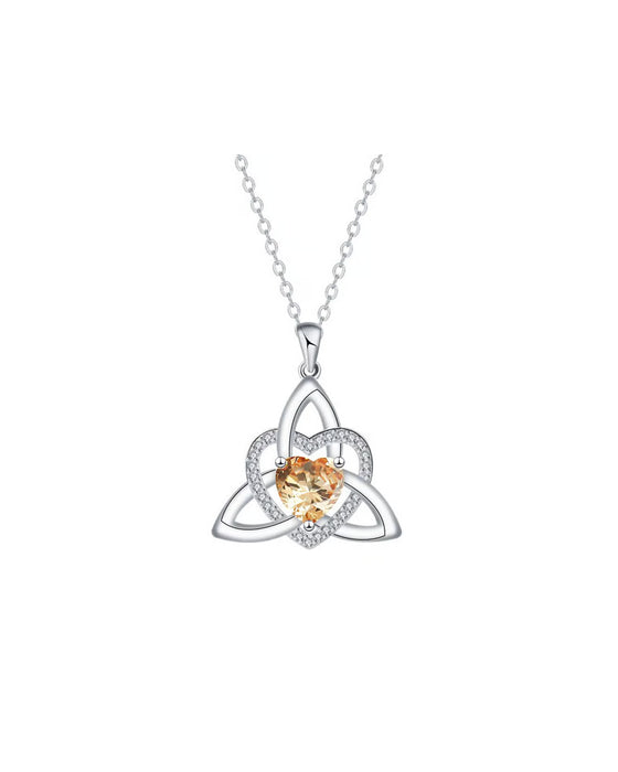 Geboortesteen Keltische Drie-eenheid Knoop Hart Ketting ✨ Hartvormige Keltische Drie-eenheid Knoop Geboortesteen Hanger