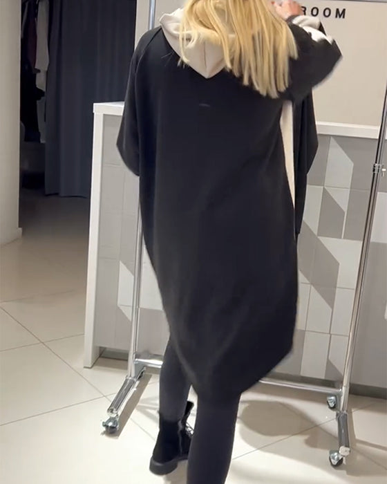 Jurk Met Capuchon Color-Block Bloemenprint