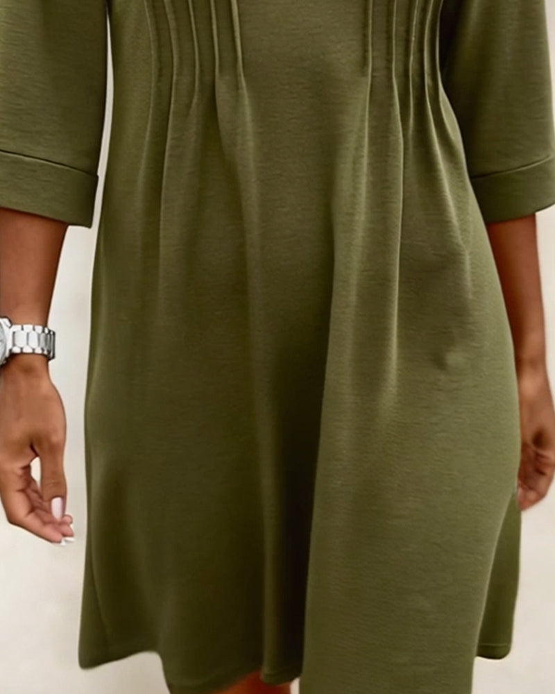 Jurk Halve Mouw Geplooid A-Zoom V-hals