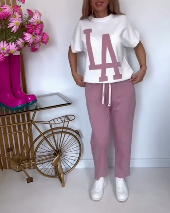 Stel Casual Letter Print Sports in