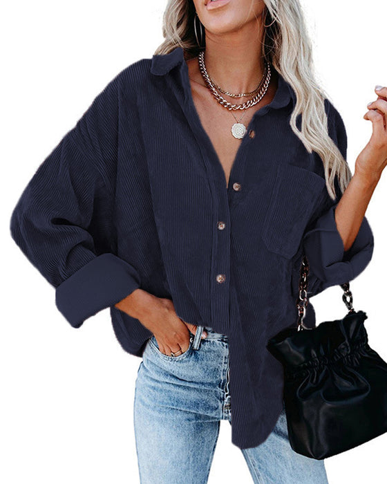 Effen Corduroy Blouse Met Zak