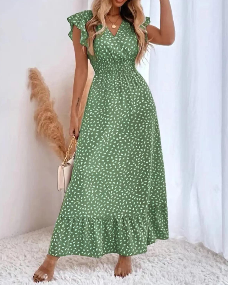 Jurk Stippenpatroon V-Hals Maxi
