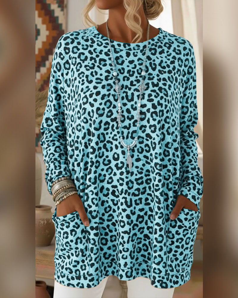 Top Met Luipaardprint En Ronde Hals