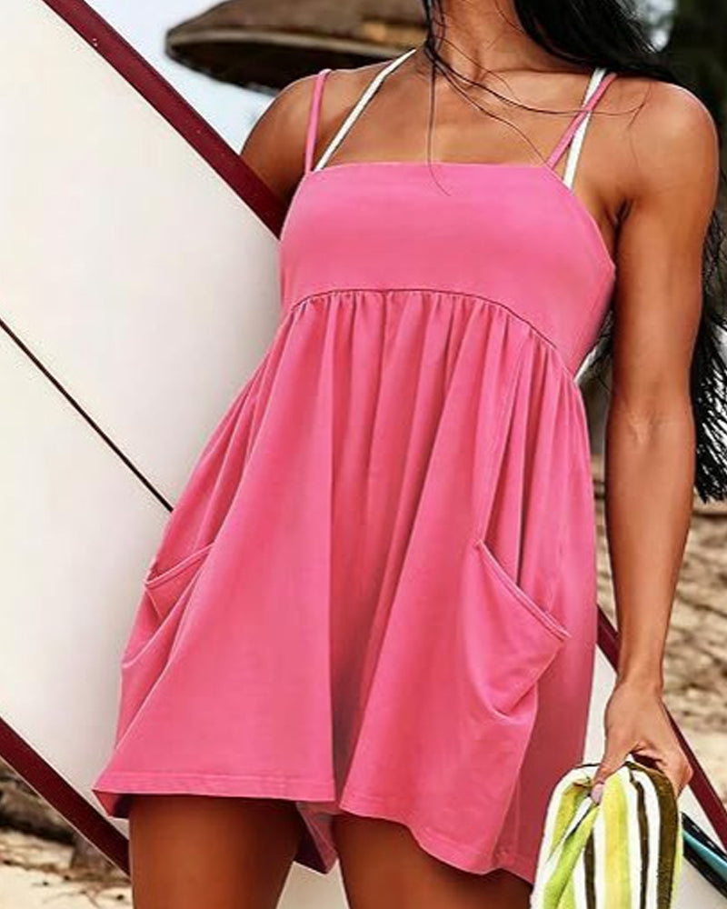 Jumpsuit Effen Kleur Bretels Breed Been