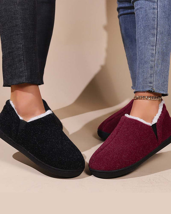 Pluche effen kleur all-inclusive platte schoenen