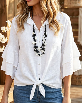 Blouse Shirt Kraag Ruffle Stropdas