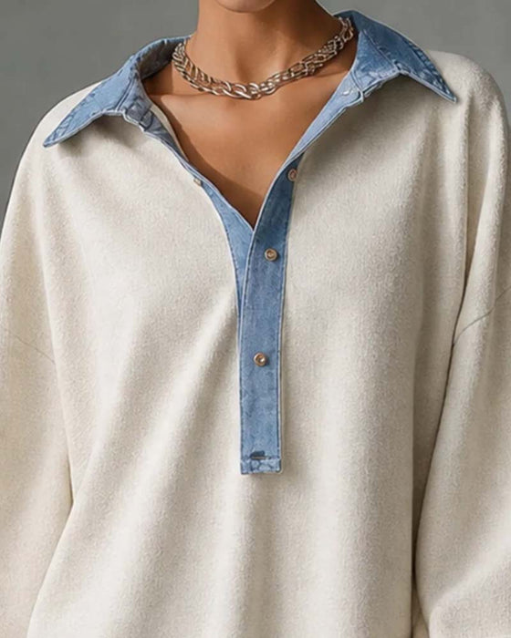 Jurk Patchwork Casual Lange Mouw