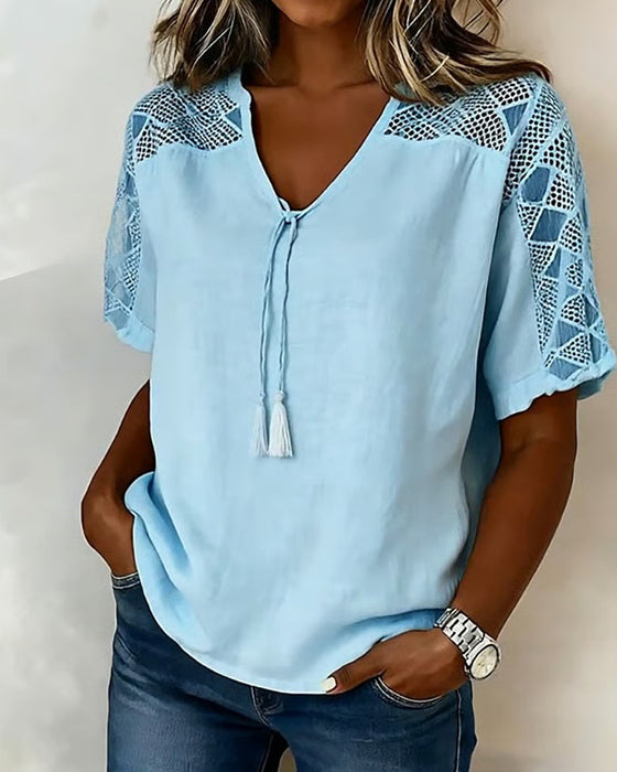 Blouse Eenvoudige Band Trekkoord