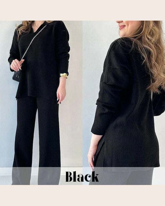 Twee - delig Set Met Eenkleurige En Brei - kenmerken