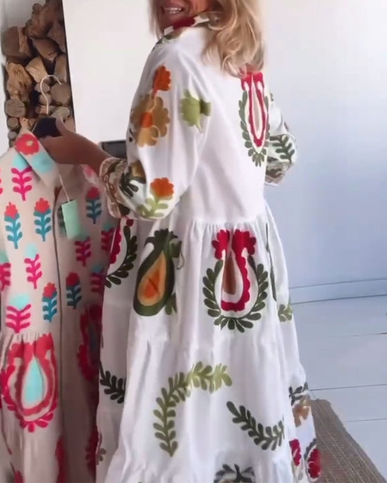 Jurk Bloemen Grafische Print