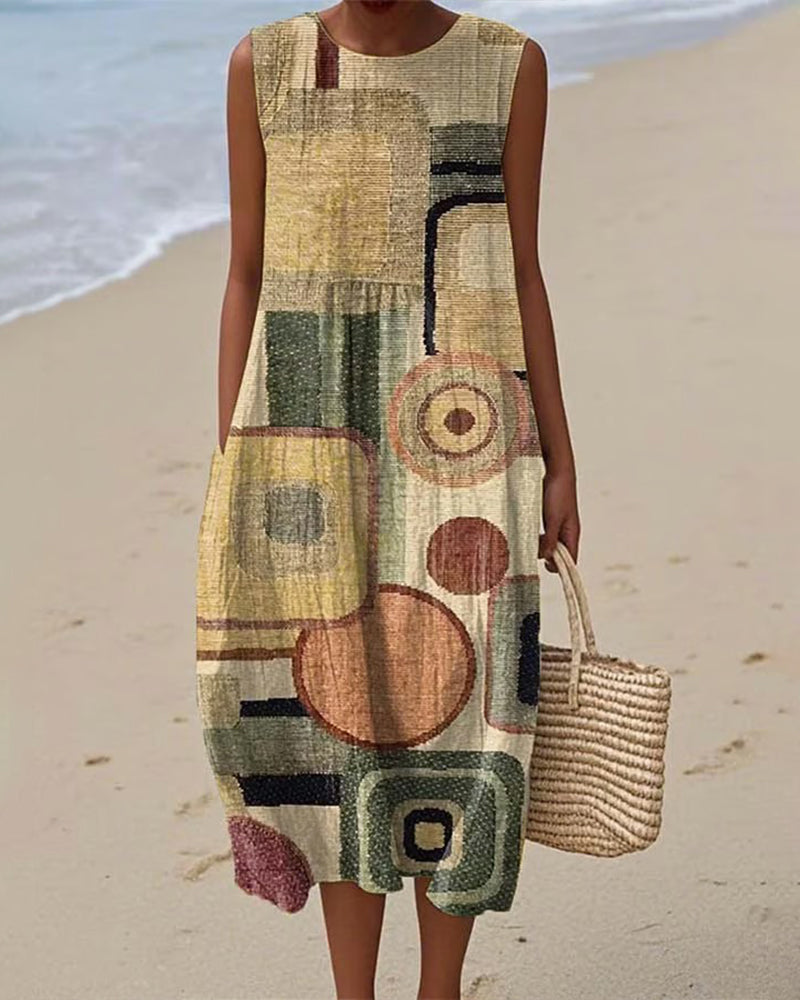 Jurk Geometrische Print Mouwloos