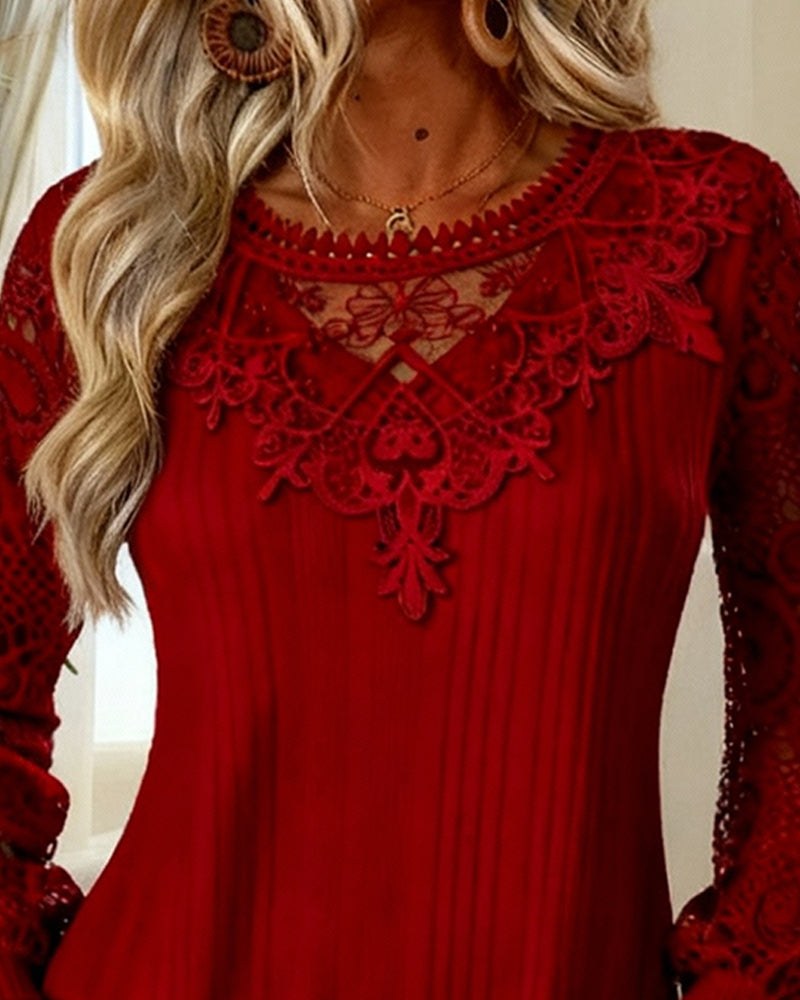 Effen Top Met Patchworkdetails En Ribbelstof