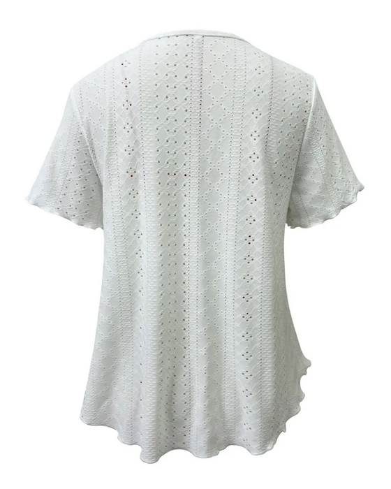 T-Shirt Met V-Hals En Hol Frans Ontwerp