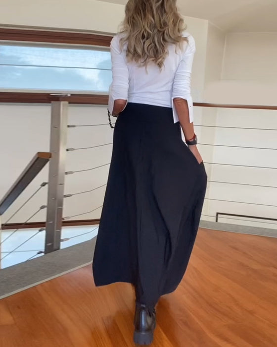 Modieuze effen rok met rits en zak