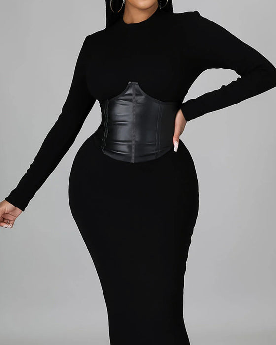 Jurk In Effen Kleur Met Paneeldetails En Bodycon Pasvorm