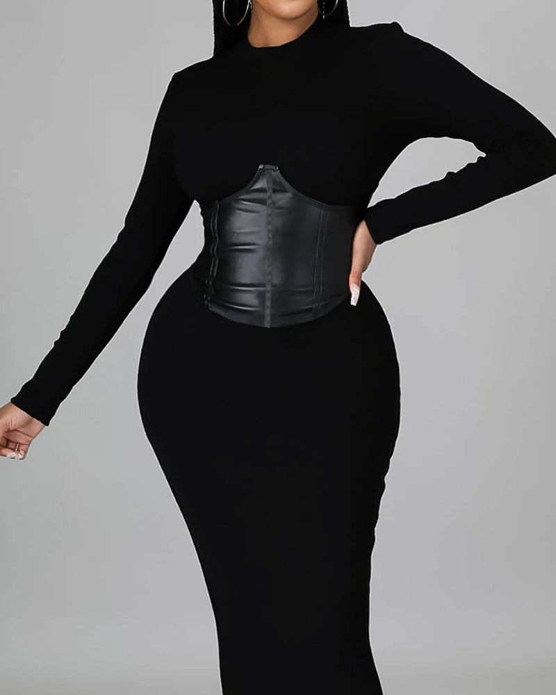 Jurk In Effen Kleur Met Paneeldetails En Bodycon Pasvorm