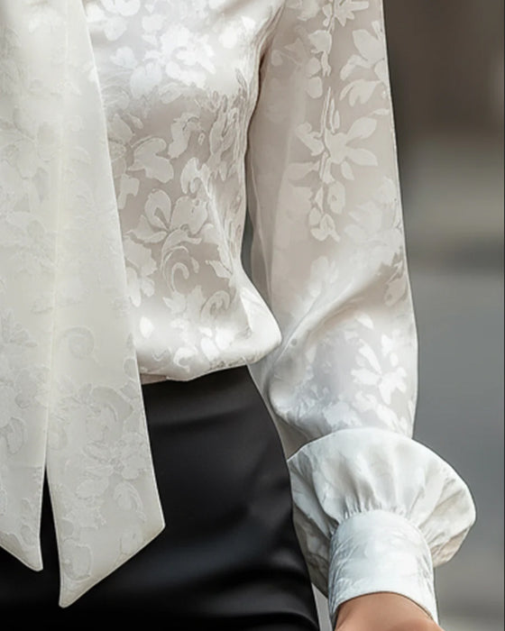 Effen Kleur Blouse Met Lint En Woon-Werk Veelzijdigheid