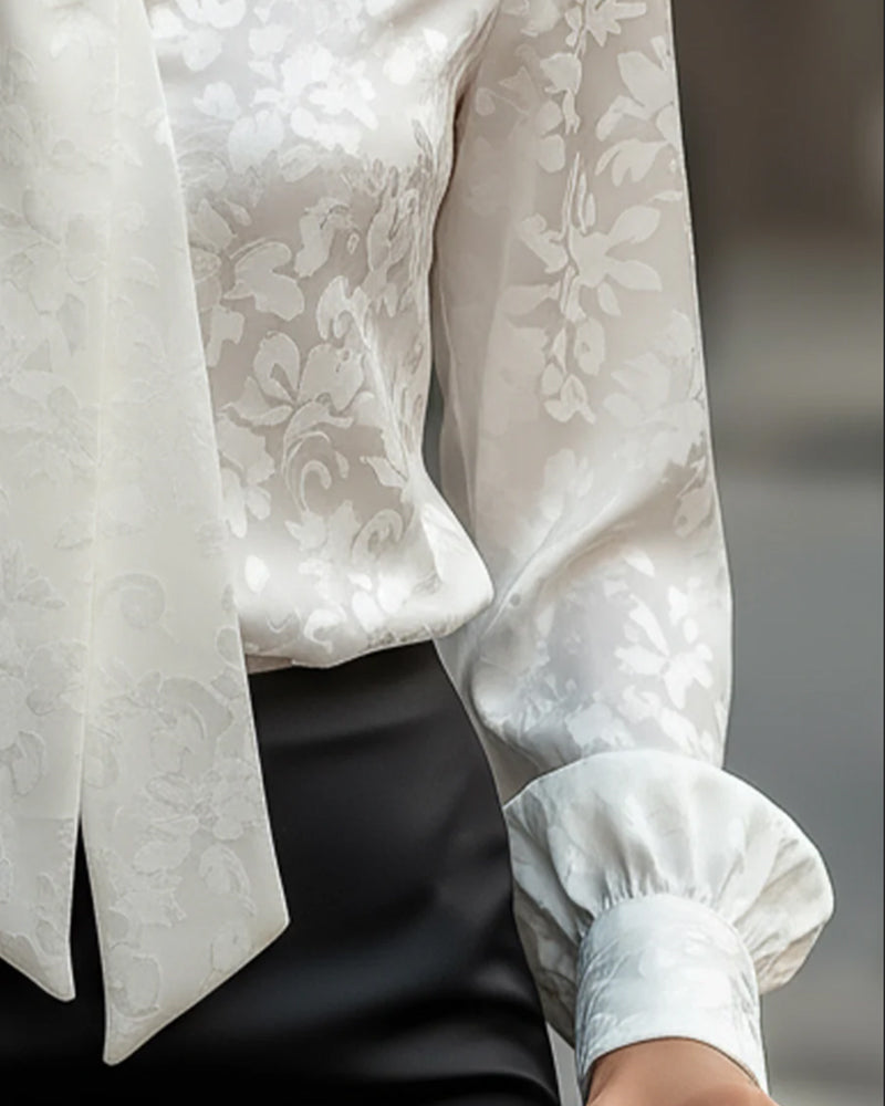 Effen Kleur Blouse Met Lint En Woon-Werk Veelzijdigheid