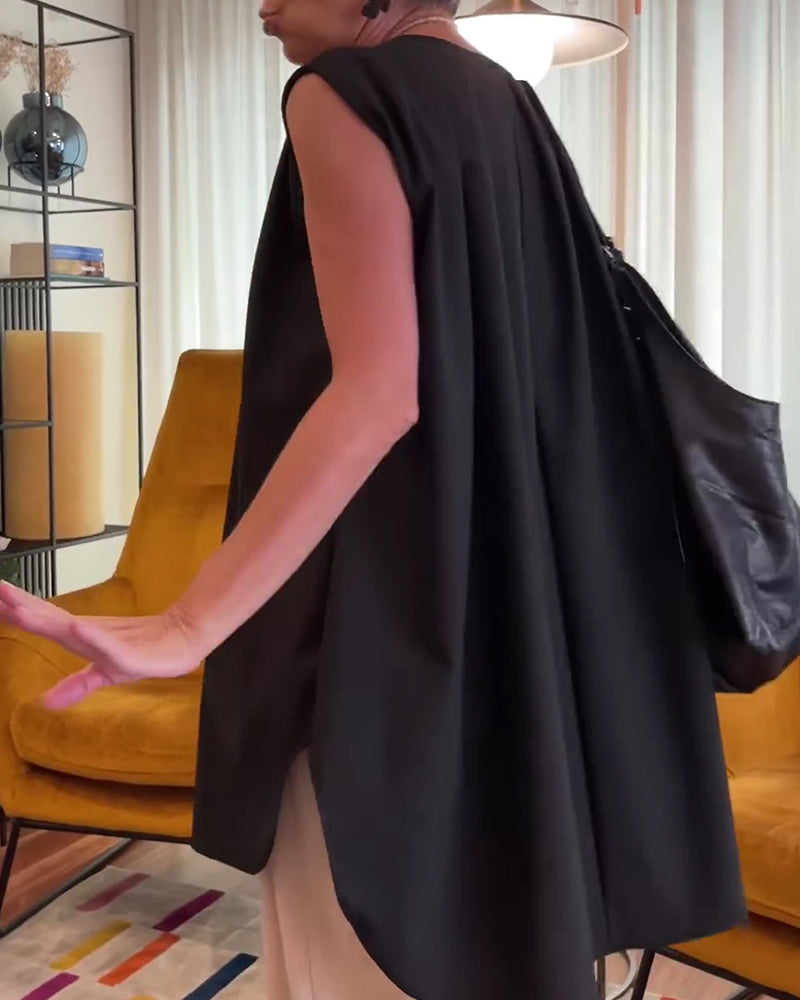 Tanktop Geplooid Mouwloos Wijd