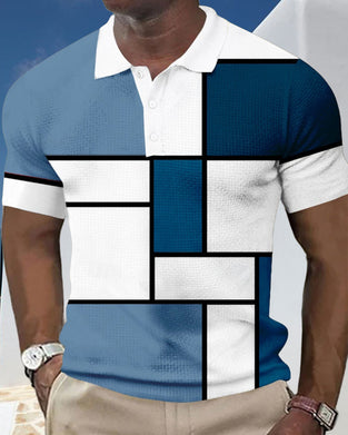 Een Polo-shirt Met Kleurblok en Wafelontwerp