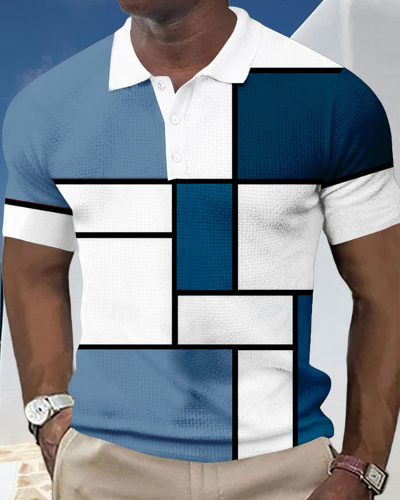 Een Polo-shirt Met Kleurblok en Wafelontwerp