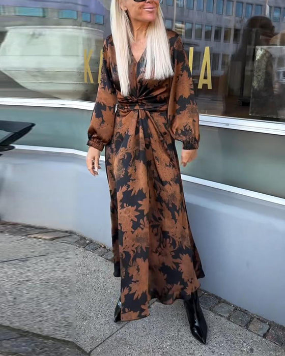 Jurk Met Lantaarnmouwen En Retro Print