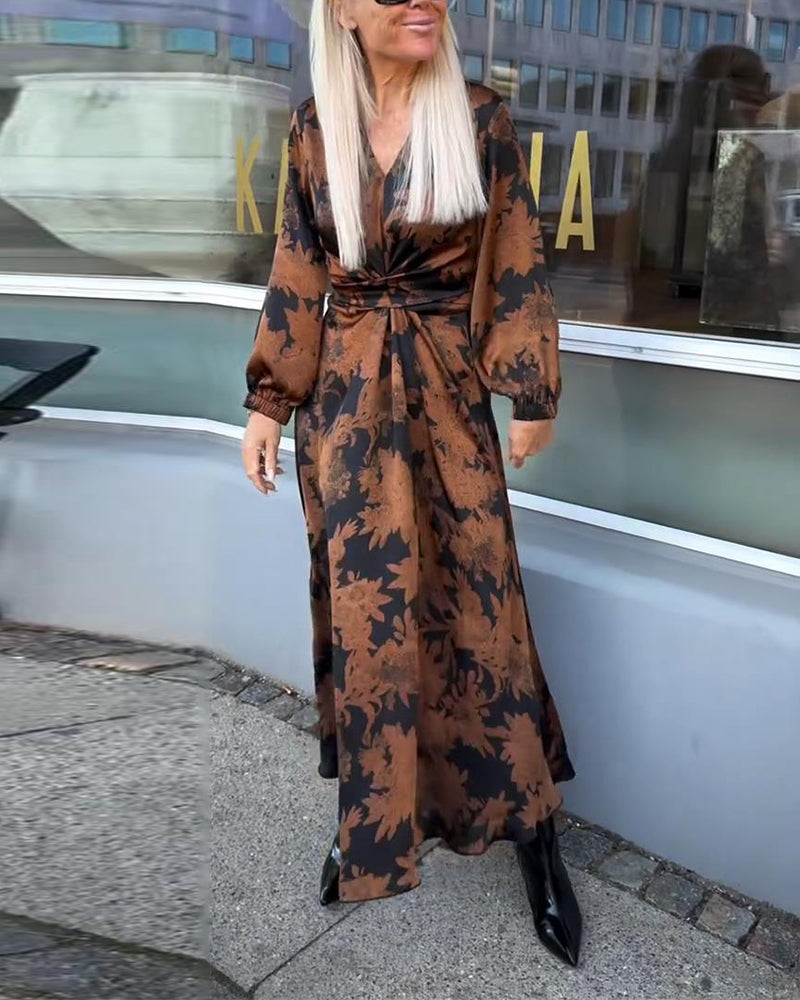 Jurk Met Lantaarnmouwen En Retro Print