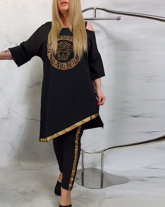 Casual bedrukt onregelmatig tweedelig pak