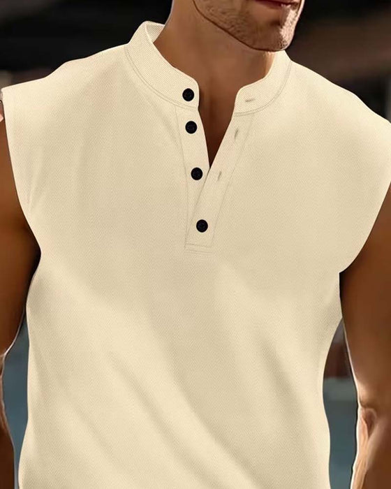 Tanktop Heren Henley Effen Sport