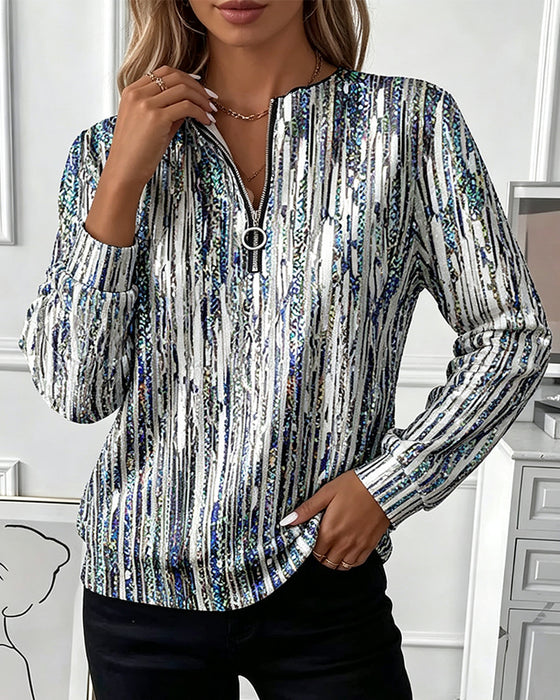 Sweatshirt Abstract Verticale Streep Rits