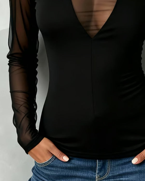 Blouse V-Hals Trendy Lange Mouw