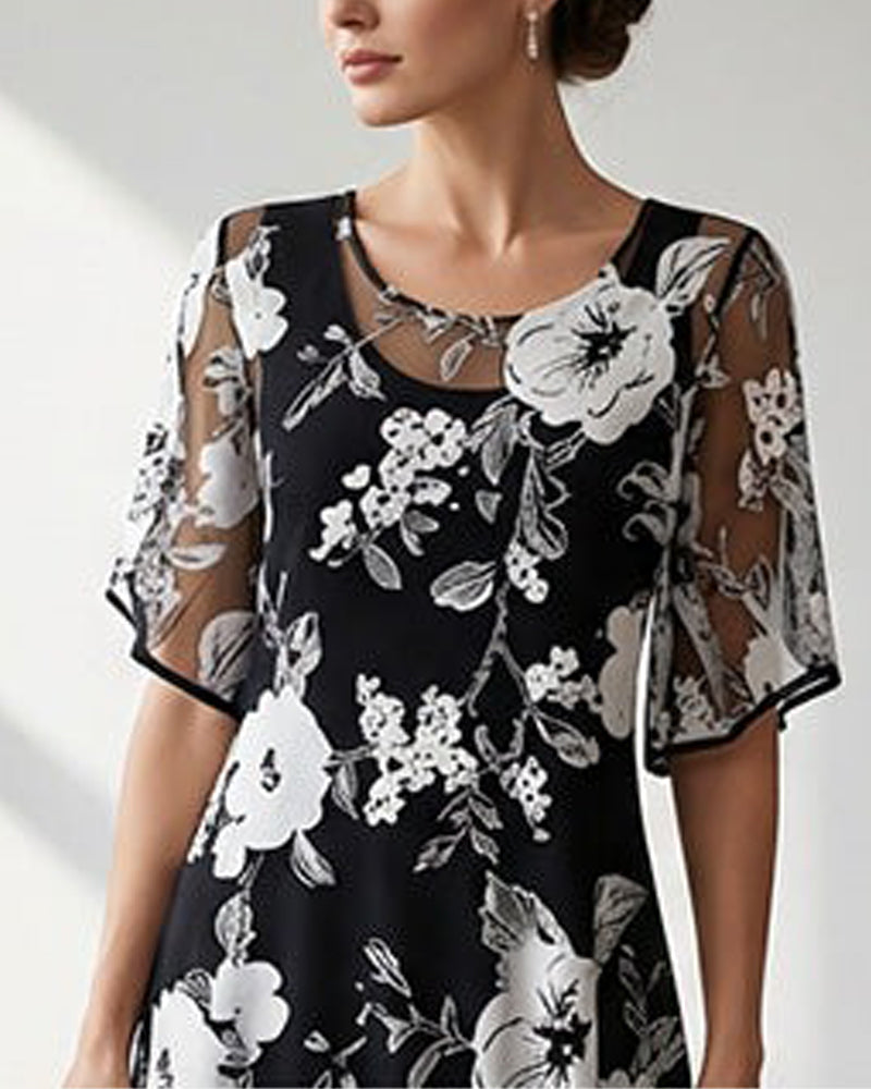 Jurk Ronde Hals Bloemen
