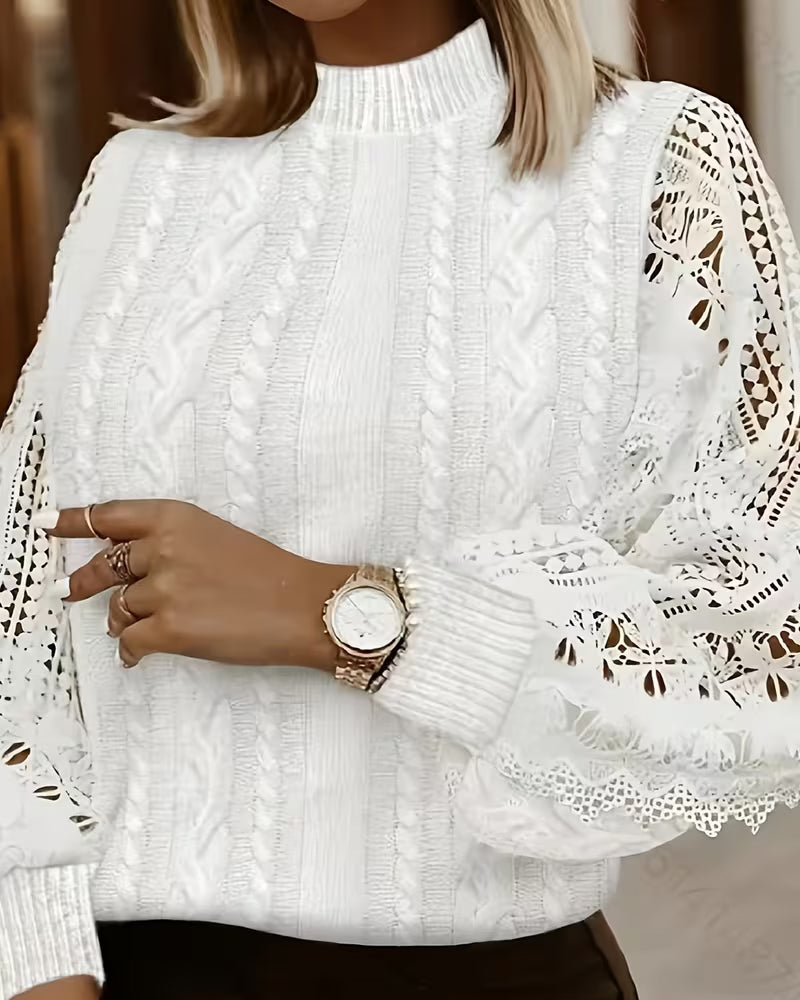 Trui Hoge Hals Opengewerkt Patchwork