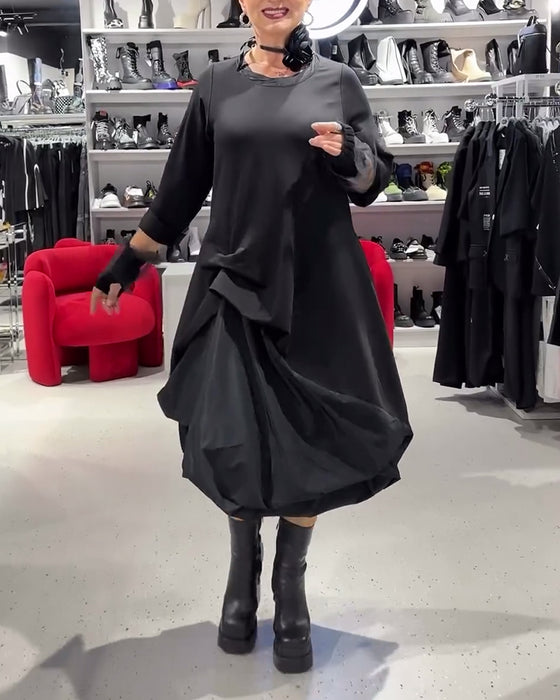 Jurk effen kleur modieus patchwork