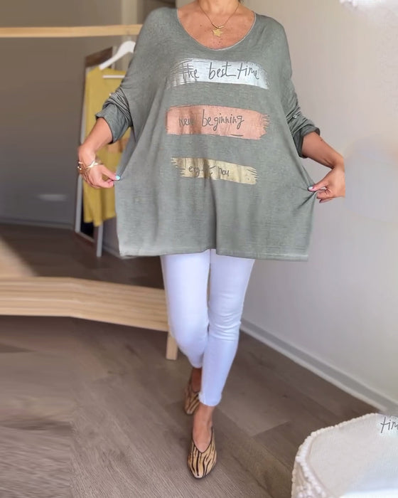 Top met ronde hals en lange mouwen