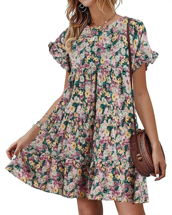 Jurk Ruffle Mouw Luipaard Gelaagd