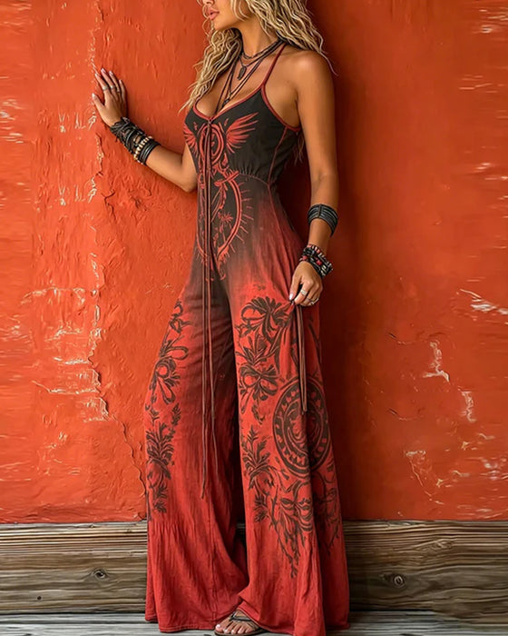Jumpsuit Spaghettibandjes Gradient Totem Wijde Pijp