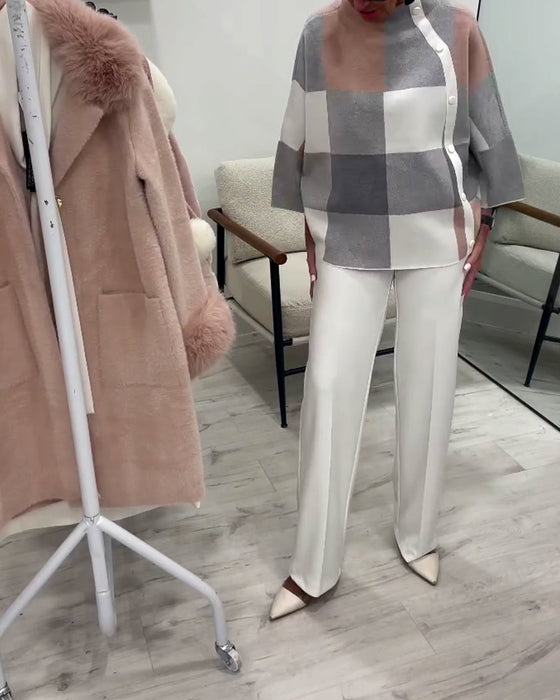 Ruiten Trui Met Lange Mouwen En Coltrui