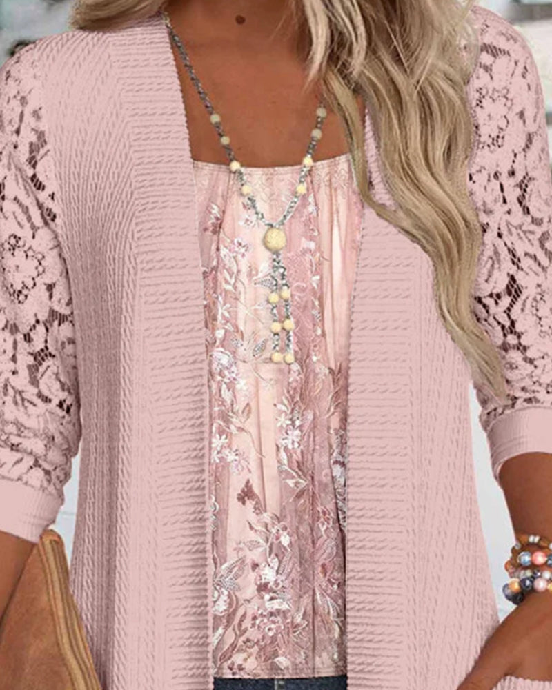 Top Met Faux Twee-Delige Look En Patchwork