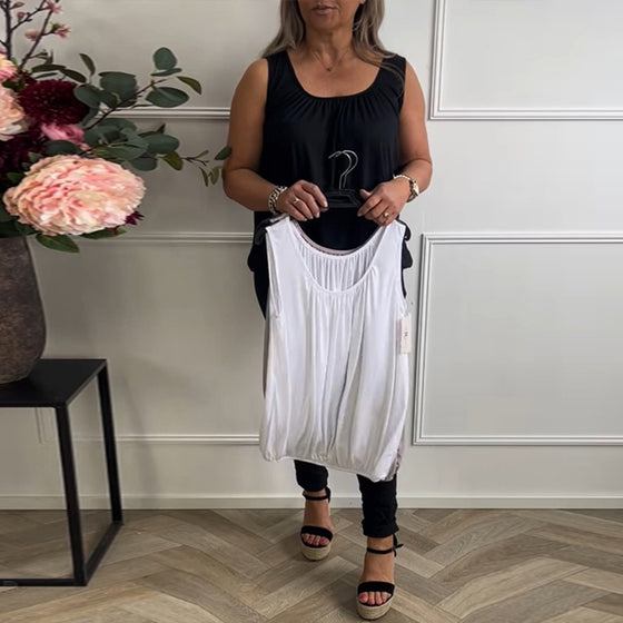 Tanktop Mouwloos Effen Geplooid