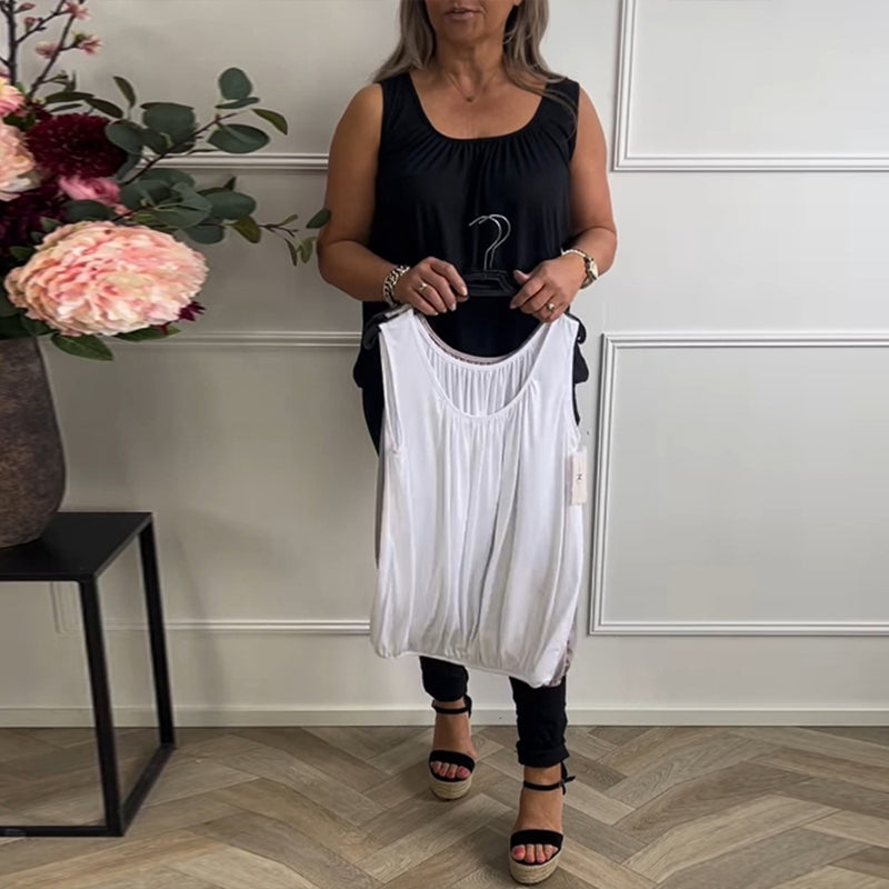 Tanktop Mouwloos Effen Geplooid