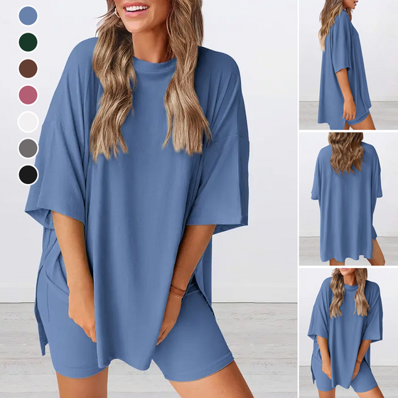 Casual Set Met Effen Kleur En Losse Pasvorm