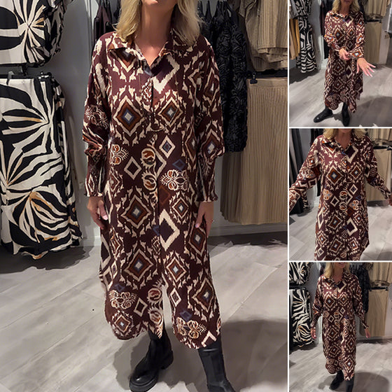 Jurk Met Overhemd In Diamantprint