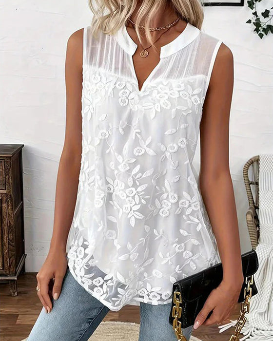 Tanktop Mouwloos Kleine V-Hals